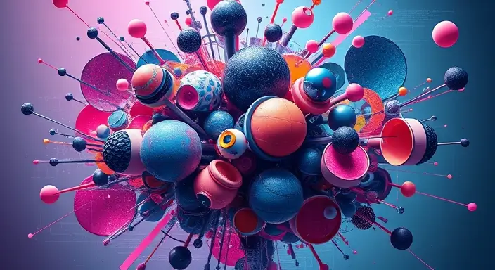 "A striking image of an abstract concept that challenges traditional artistic norms, with chaotic, yet visually harmonious, organic shapes. Incorporate unexpected colors and textures to evoke a sense of freedom and creativity."