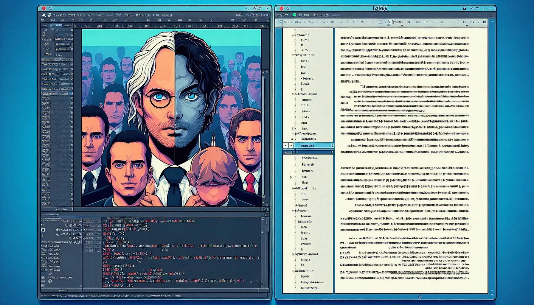 Two side-by-side screenshots: one showing a LaTeX code editor interface and another displaying a Microsoft Word document. Both should have the same formatted text to demonstrate consistency."
