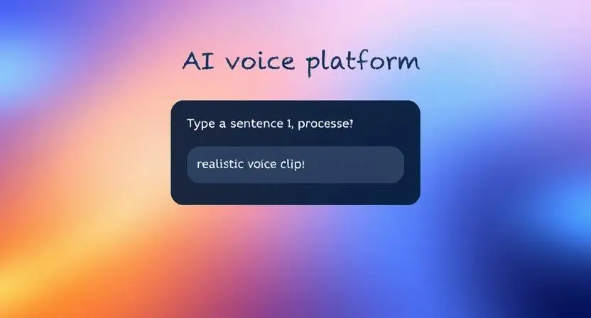 A digital input box on an AI voice platform where a user types a sentence, and the AI processes it into a realistic voice clip.