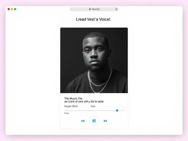 A screenshot of a user uploading an audio file on a platform like Musicfy to create Kanye West’s AI voice.
