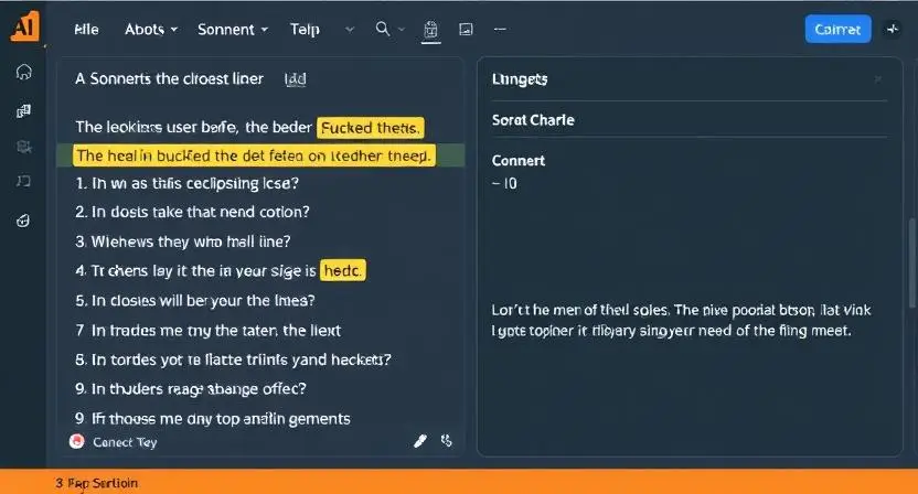 An illustration of a user editing a sonnet with an interactive interface, showing highlighted lines and a text box for modifications.