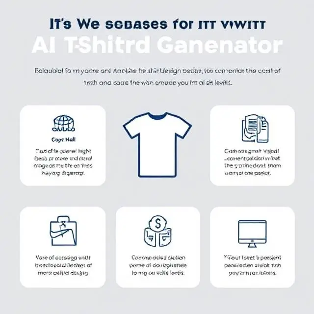 An infographic displaying the key benefits of using an AI T-shirt design generator, including speed, cost-effectiveness, high-quality designs, and ease of use for all skill levels. Include icons representing each benefit.