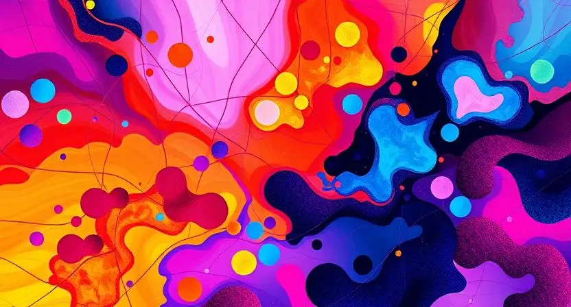 Create an image showing an abstract digital artwork created by an AI, with vibrant colors and unique textures that reflect the creativity and complexity of Niji AI Art.