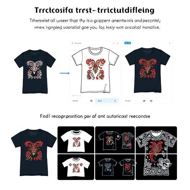 A visual representation of a user quickly creating a T-shirt design using an AI tool, with multiple design options generated automatically in seconds. Show a clean, intuitive interface with design variations appearing in real-time.