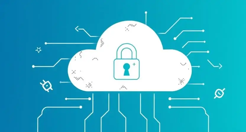 An illustrated depiction of AI-powered security, showcasing the Parrot AI App encrypting user data with a lock symbol and a secure cloud in the background.