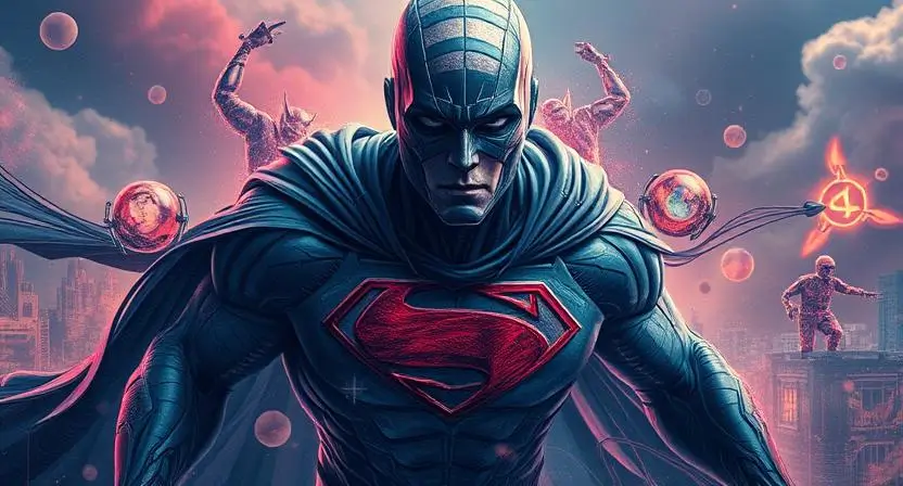 "Generate an image of a surreal superhero design created on Deep Dream Generator, featuring abstract visual elements and artistic filters."