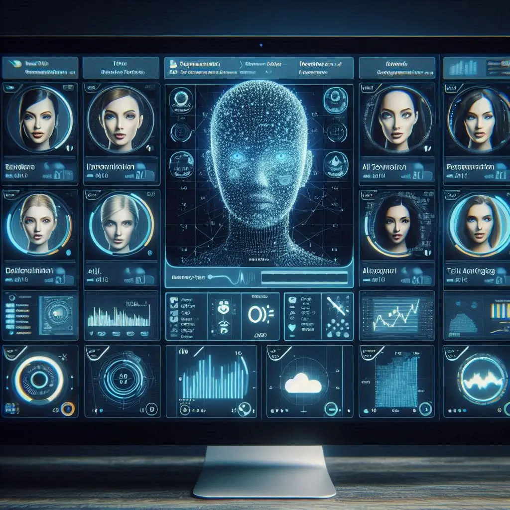 An AI dashboard displaying text-to-speech conversion in real-time with different voice and language selections on screen.