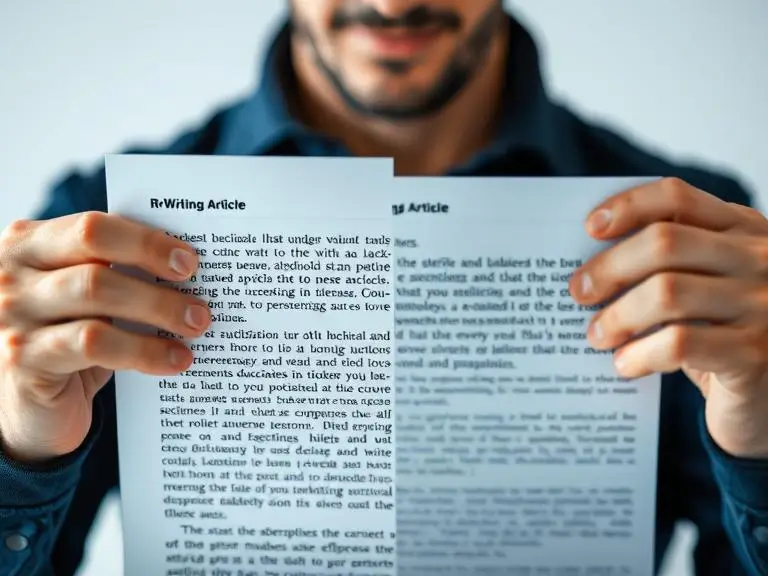 A person transforming a long technical article into a summarized bullet-point version using an AI writing tool interface.