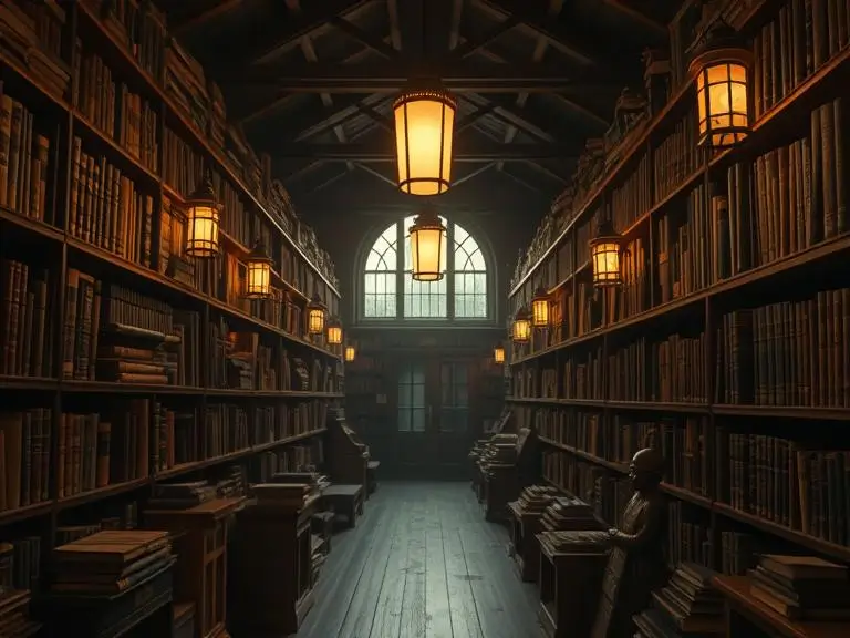 “A vintage library filled with old books and glowing lanterns, cinematic realism, ultra HD”
(Use this image to illustrate Dall-E 3’s ability to capture texture and lighting)