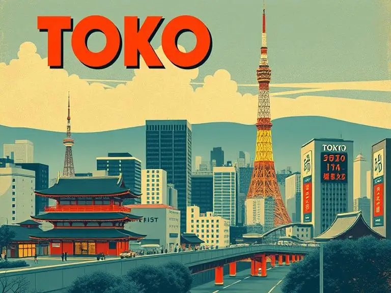 “A vintage-style travel poster of Tokyo city, bold colors, retro fonts, 1950s graphic design”
(Use this to demonstrate poster-style artwork generation)
