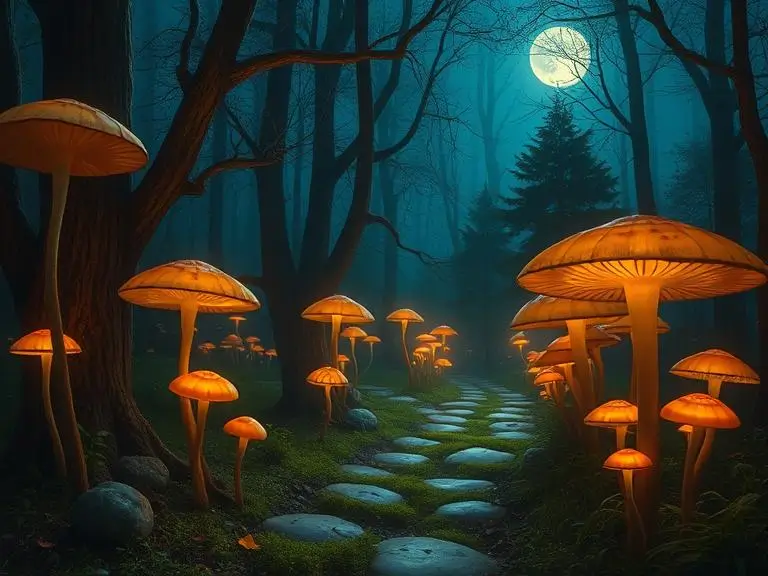 “An enchanted forest pathway at night, glowing mushrooms, soft moonlight, fantasy style”
(Use this image to highlight Leonardo’s capability in fantasy art and lighting control)
