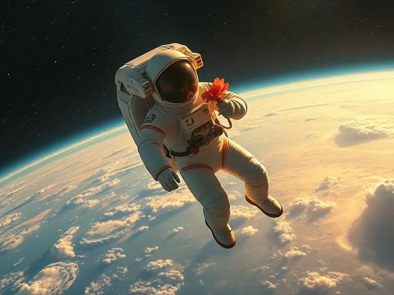 “An astronaut floating over Earth holding a flower, dreamy surrealism, hyper-detailed”
(Ideal for creative storytelling and surreal visuals)