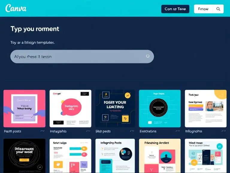 Canva AI interface showing a user typing a prompt and the AI generating different visual design templates, including Instagram posts, infographics, and slides.